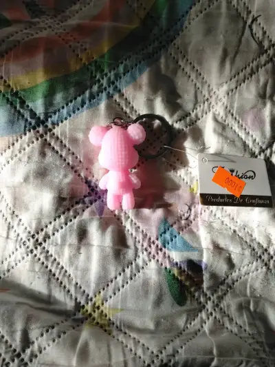 Llavero de oso rosado con textura - miniatura 3