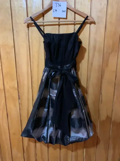 Vestido de fiesta negro con lazo talla 36 - miniatura 1