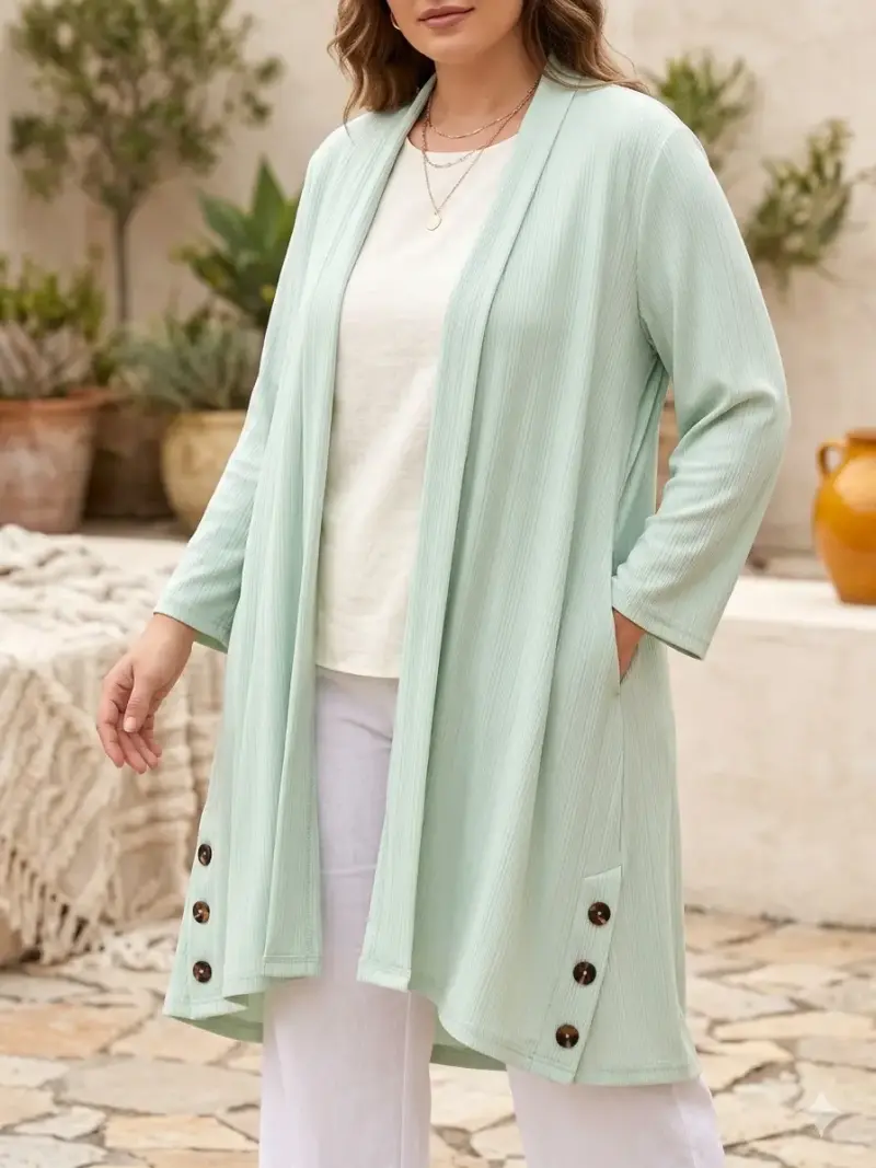 Cardigan largo verde menta con botones