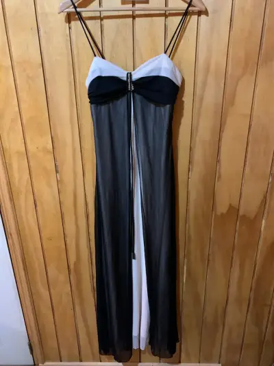 Vestido largo bicolor elegante para fiesta T40 - miniatura 1