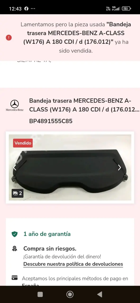 Bandeja trasera para Mercedes-Benz A-Class - 2