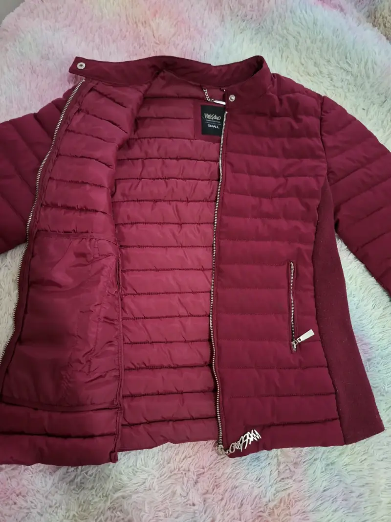 Chaqueta acolchada burdeos para mujer - 3