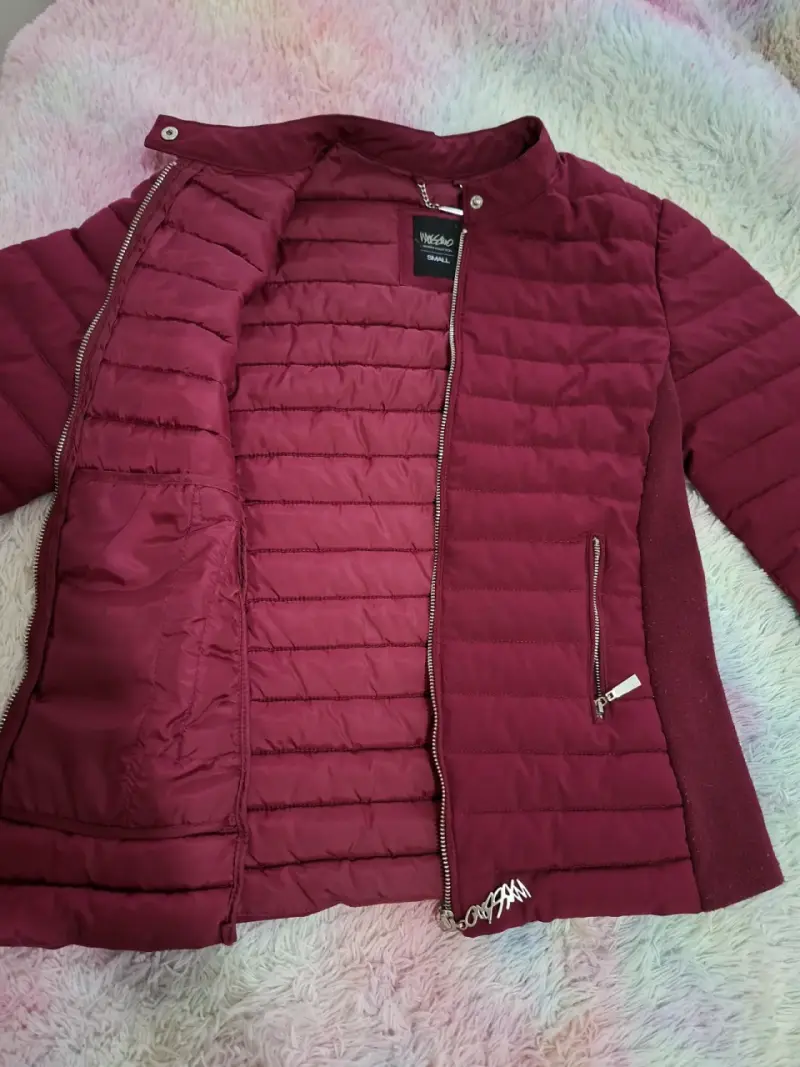 Chaqueta acolchada burdeos para mujer - 4