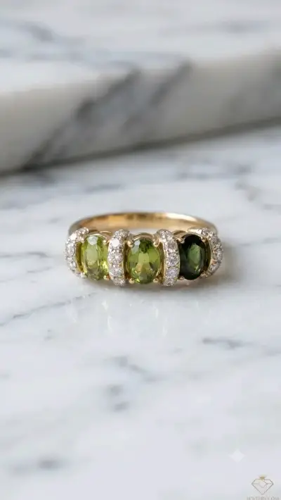 Anillo de Tres Piedras en Tono Verde Oliva - miniatura 1