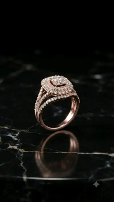 Anillo Doble Halo Cuadrado con Cristales - miniatura 1