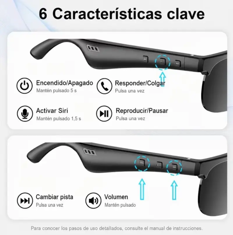 Gafas de sol con auriculares Bluetooth integrados - 5