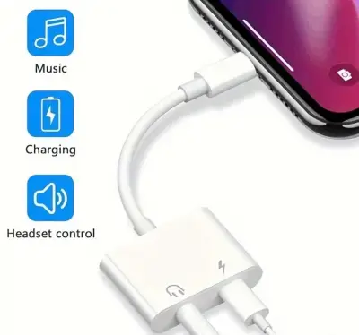 Adaptador doble para iPhone carga y audio - miniatura 1