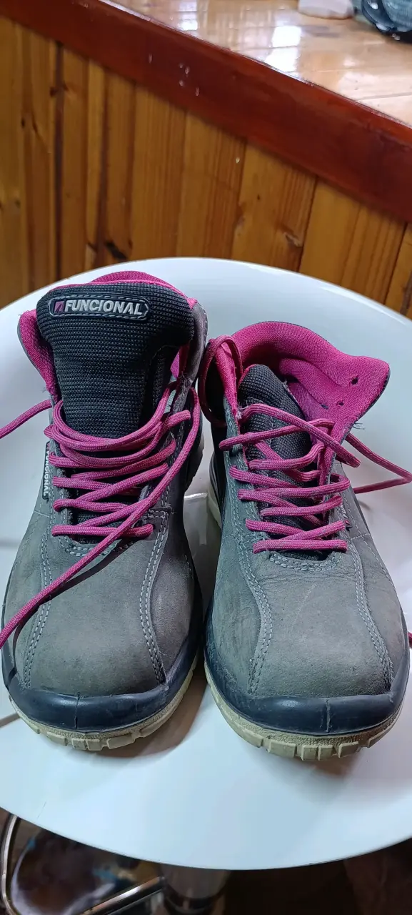 Botas de seguridad funcionales grises y rosadas - 2