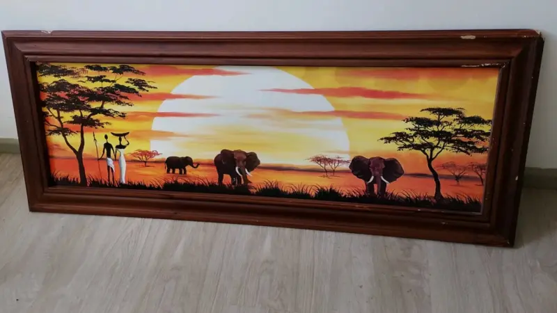 Cuadro decorativo de paisaje africano con marco