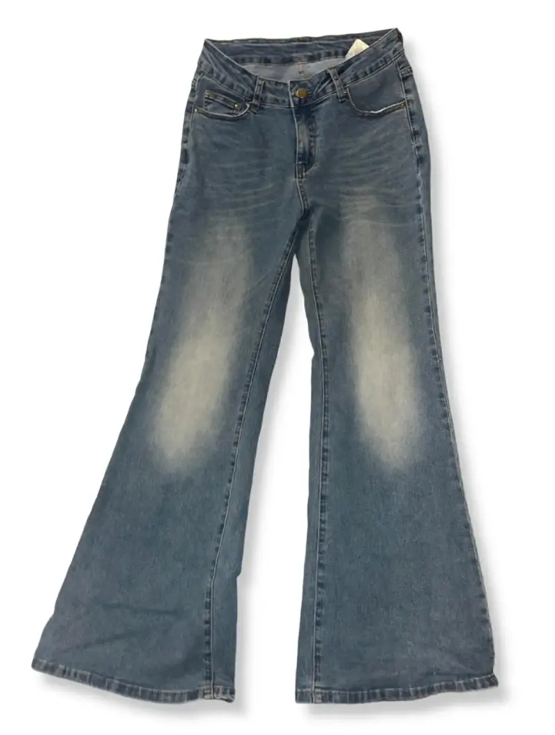 Jeans acampanados de mezclilla azul - 1