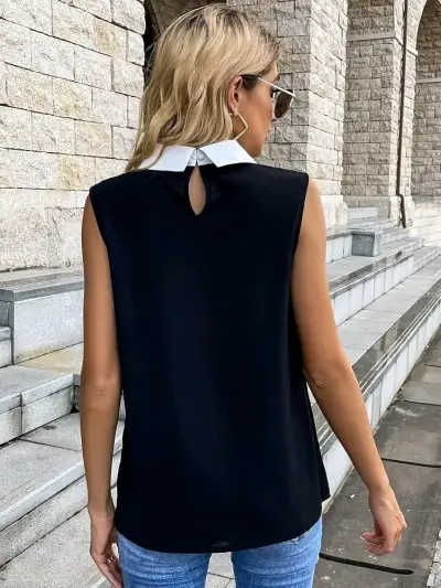 Blusa sin mangas con cuello blanco - miniatura 2