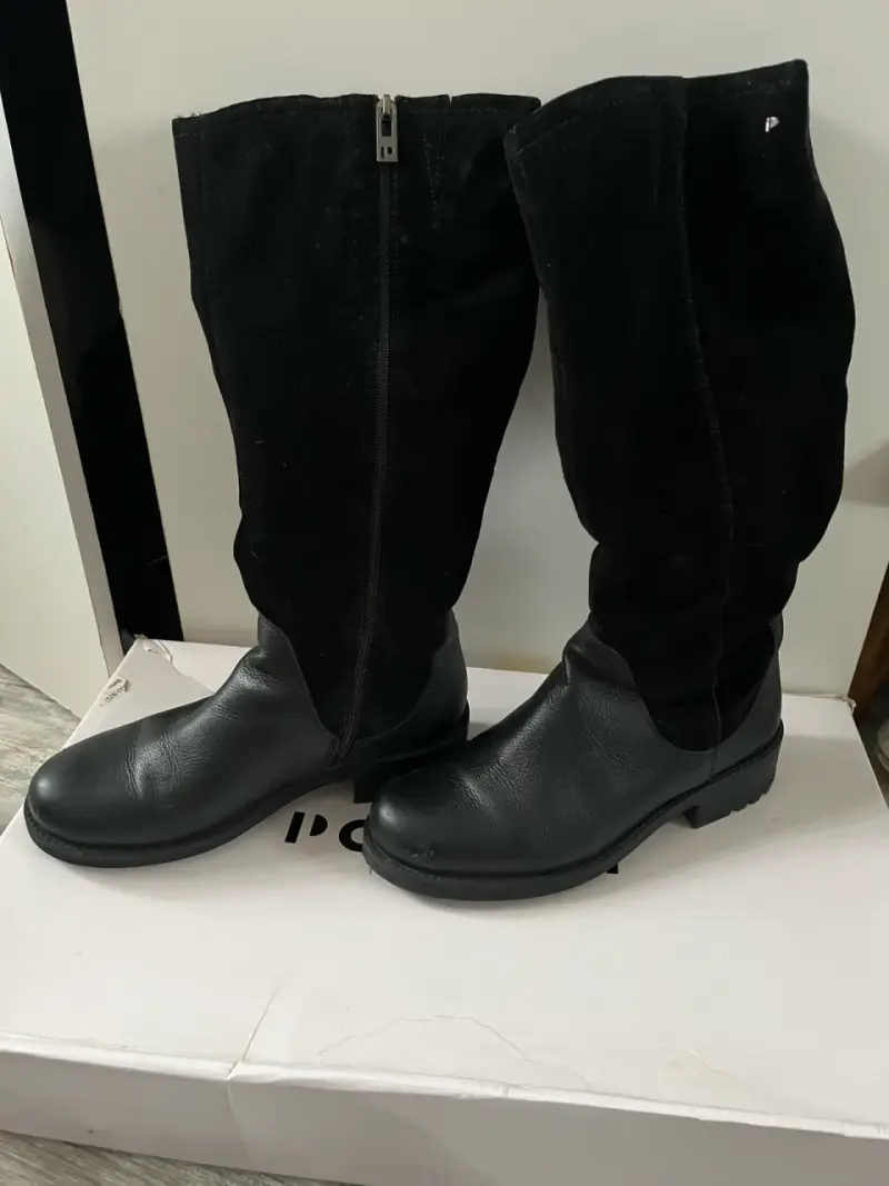 Botas negras de cuero para mujer - 1