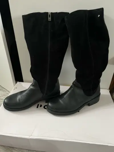 Botas negras de cuero para mujer - miniatura 1