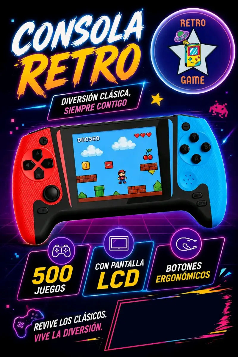 Consola retro portátil con 500 juegos
