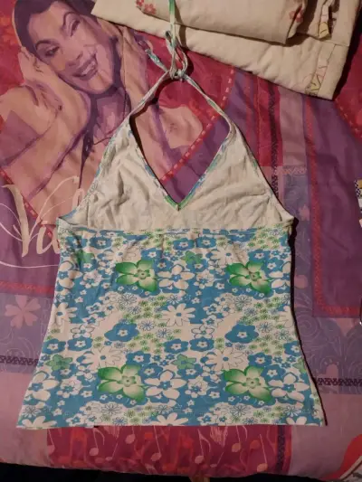 Top halter floral azul y verde - miniatura 2