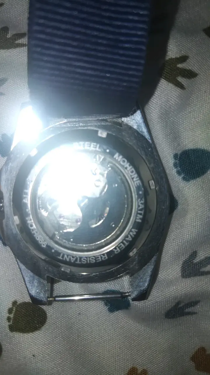 Reloj automático azul con correa de tela - 3