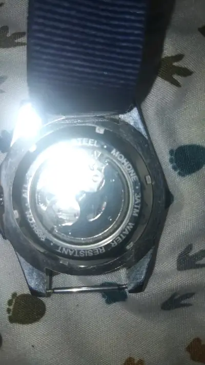 Reloj automático azul con correa de tela - miniatura 3