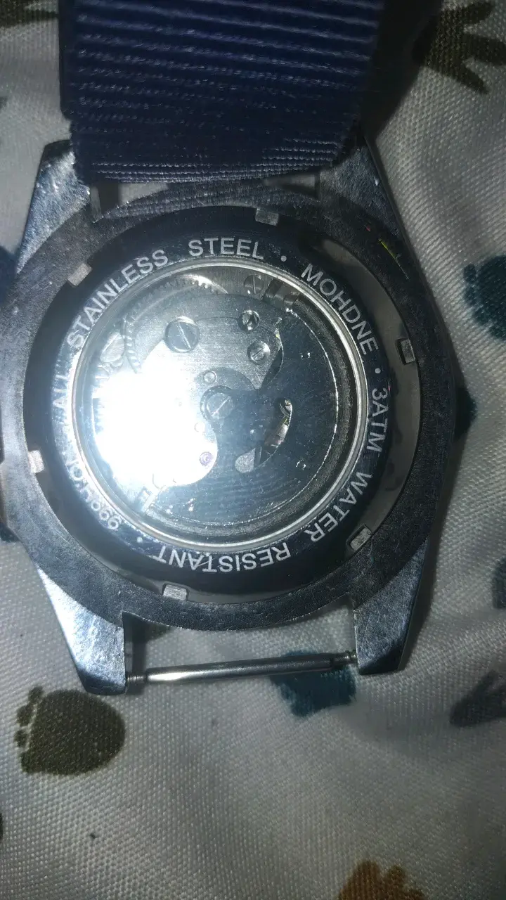 Reloj automático azul con correa de tela - 4