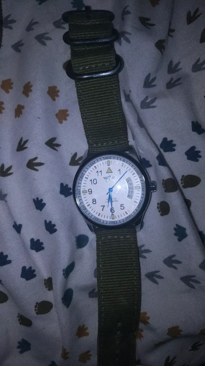Reloj automático con correa verde militar - 1