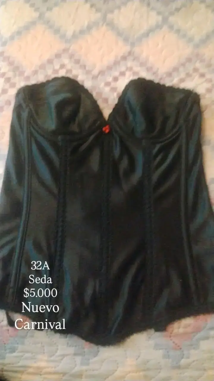 Corset de seda negro talla 32A nuevo