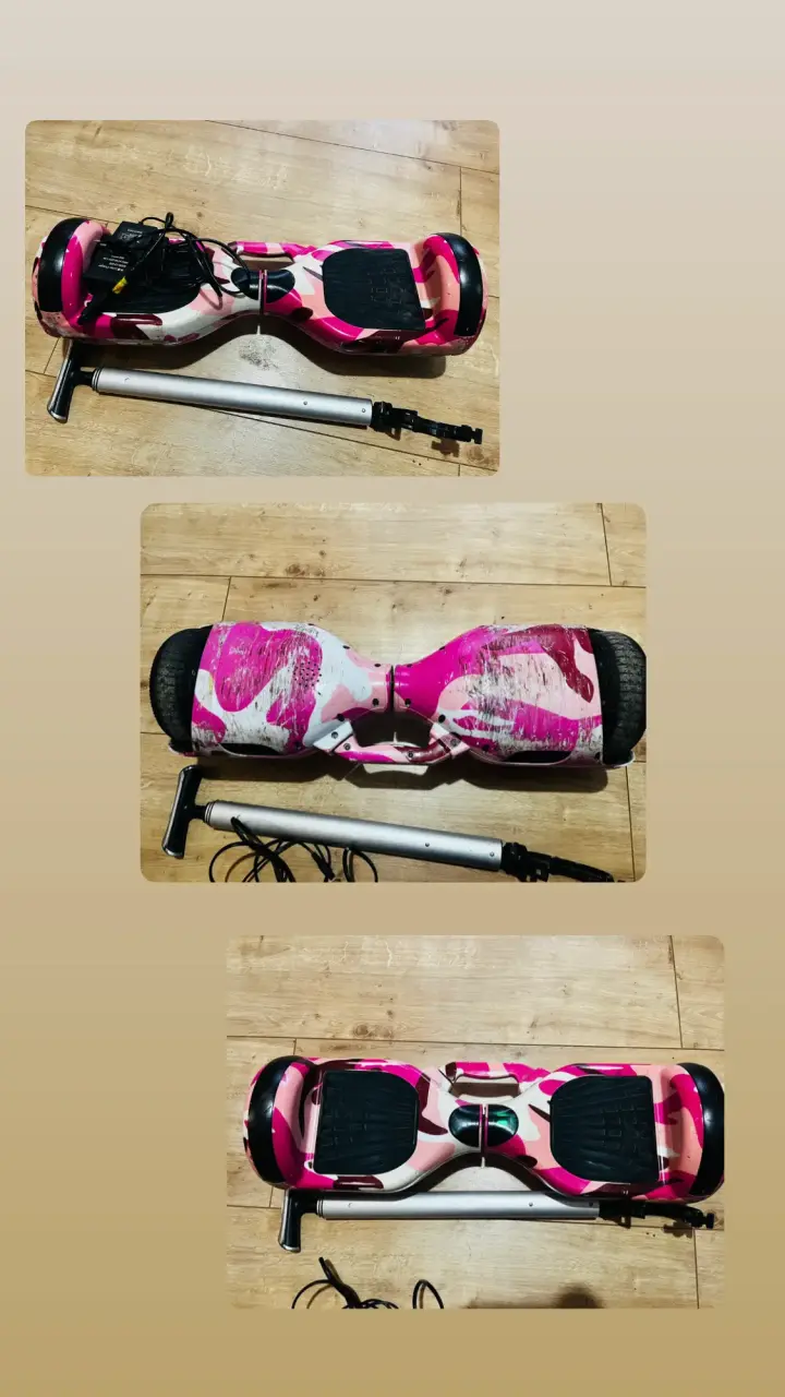 Hoverboard rosa camuflado con manillar