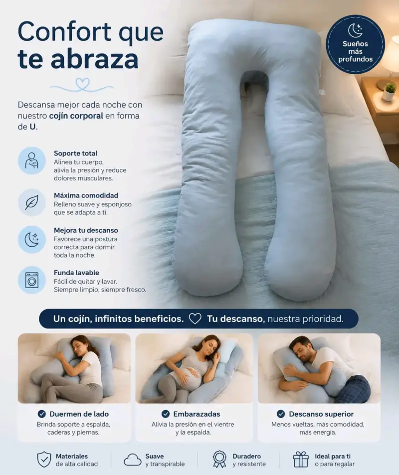 Almohada de embarazo en forma de U gris - 2