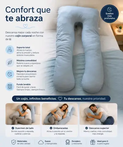 Almohada de embarazo en forma de U gris - miniatura 2