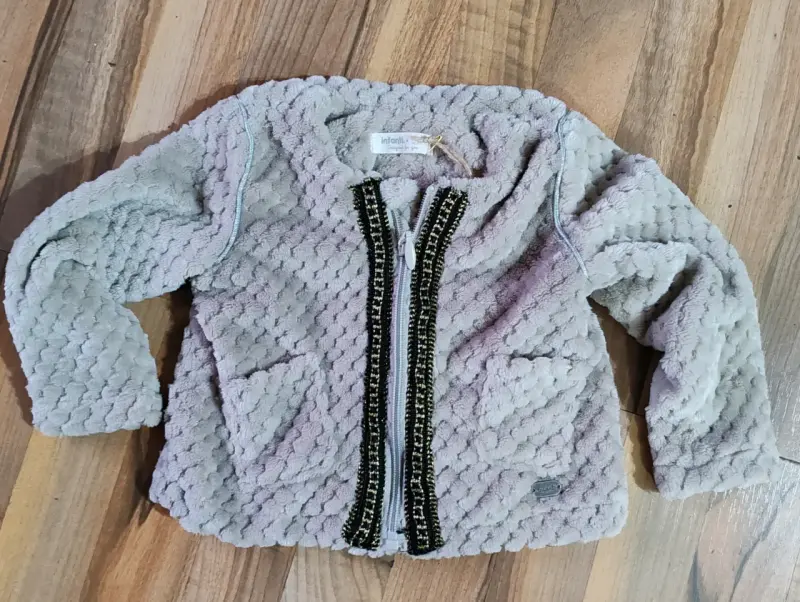 Chaqueta infantil de peluche café claro - 1