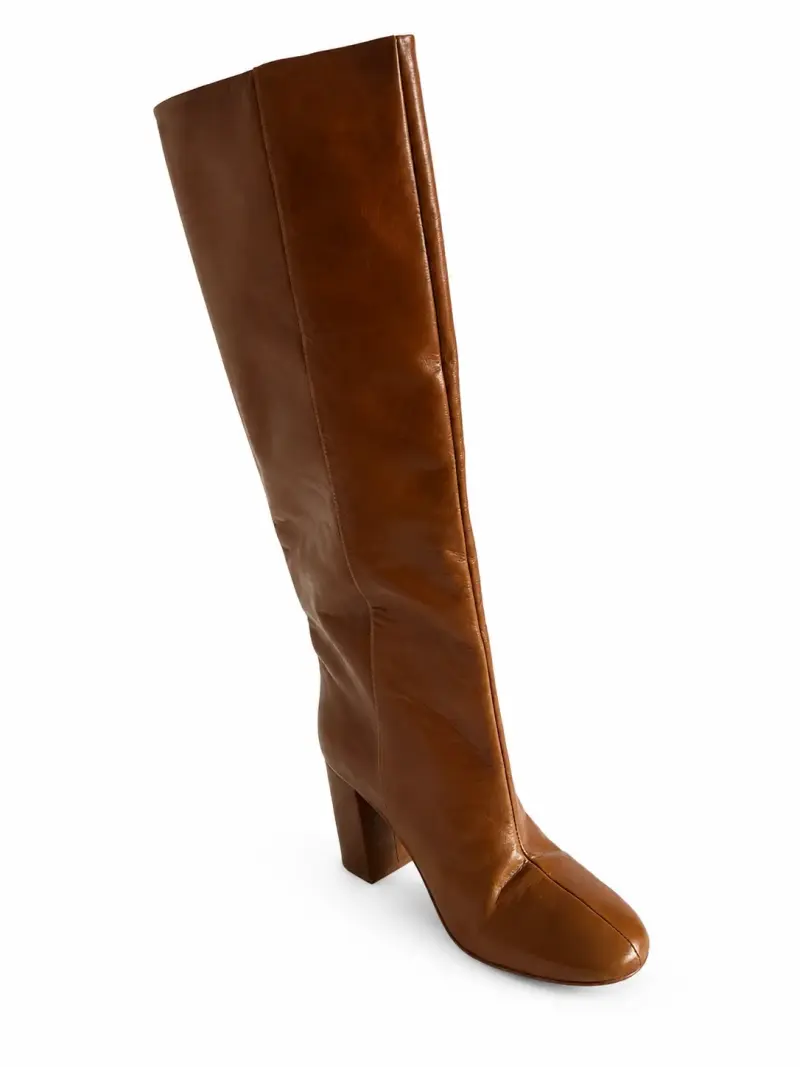 Botas de cuero marrón con tacón alto - 2