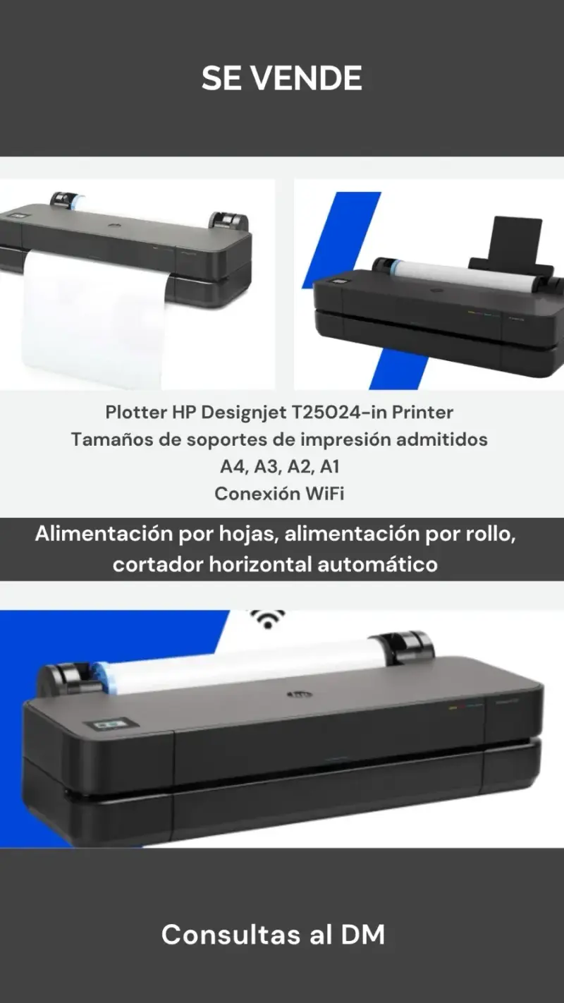 Plotter HP Designjet T25024 con WiFi