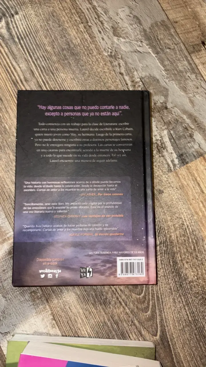 Libro 'Cartas de amor a los muertos'  Ava Dellaira - 2