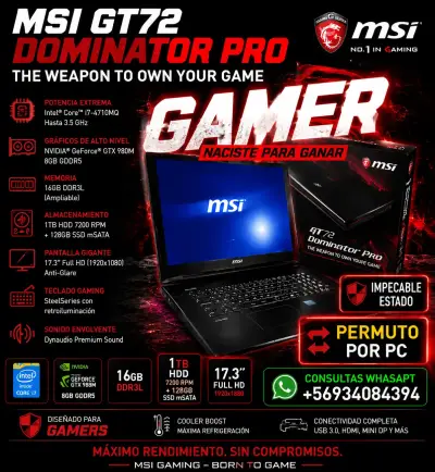 Laptop MSI GT72 Dominator Pro para gaming - miniatura 5
