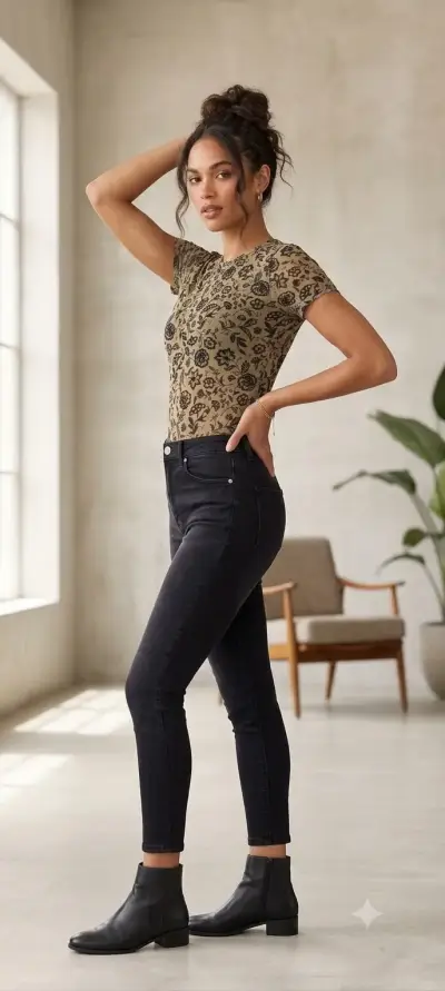 Body estampado floral beige y negro - miniatura 2