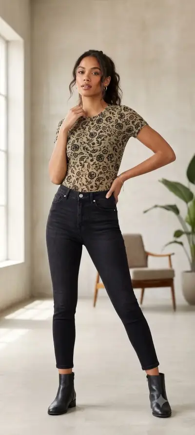 Body estampado floral beige y negro - miniatura 3