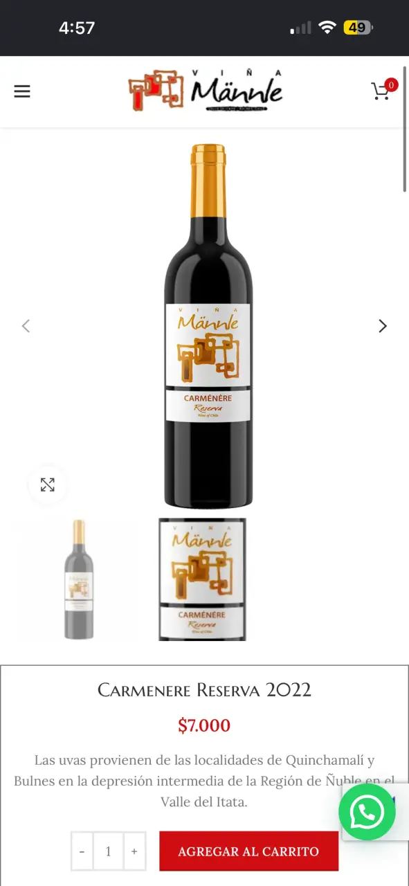 Vino Carménère Reserva Viña Männle - 5