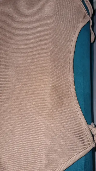 Pantalones beige de algodón con cordón - miniatura 4