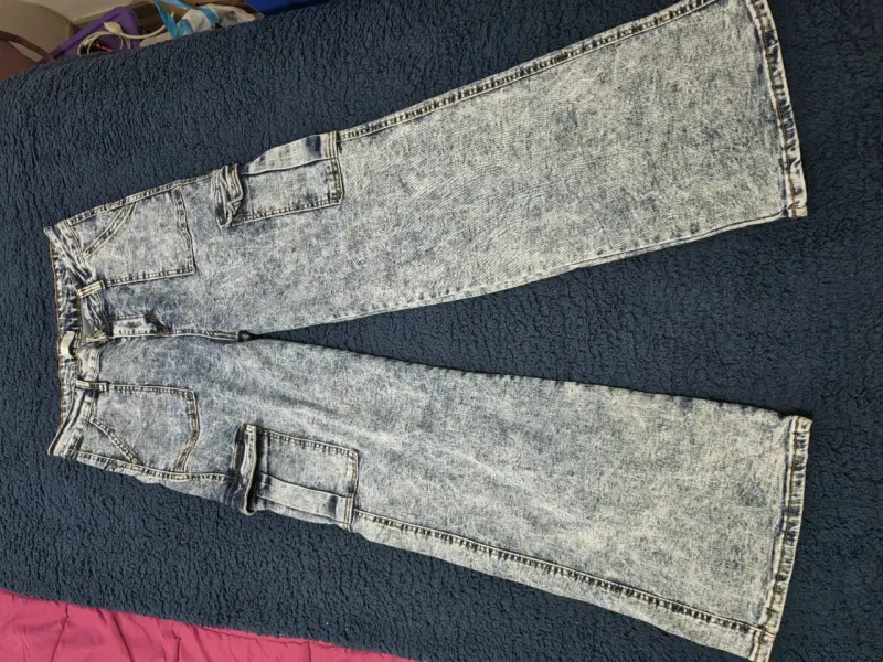 Jeans anchos de mezclilla azul claro - 1
