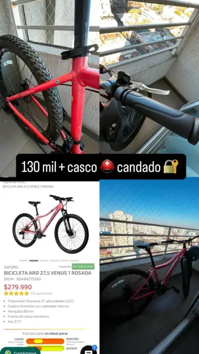 Bicicleta Oxford montaña color rosa - miniatura 1
