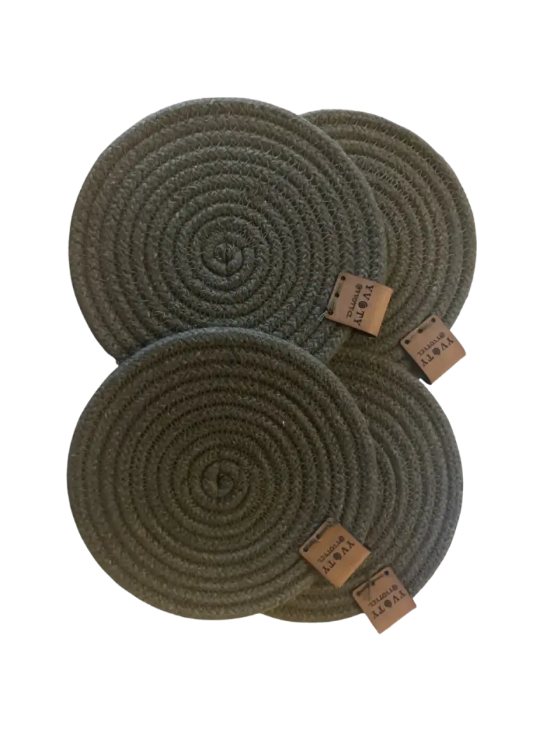 Set de posavasos de cuerda verde musgo - 1