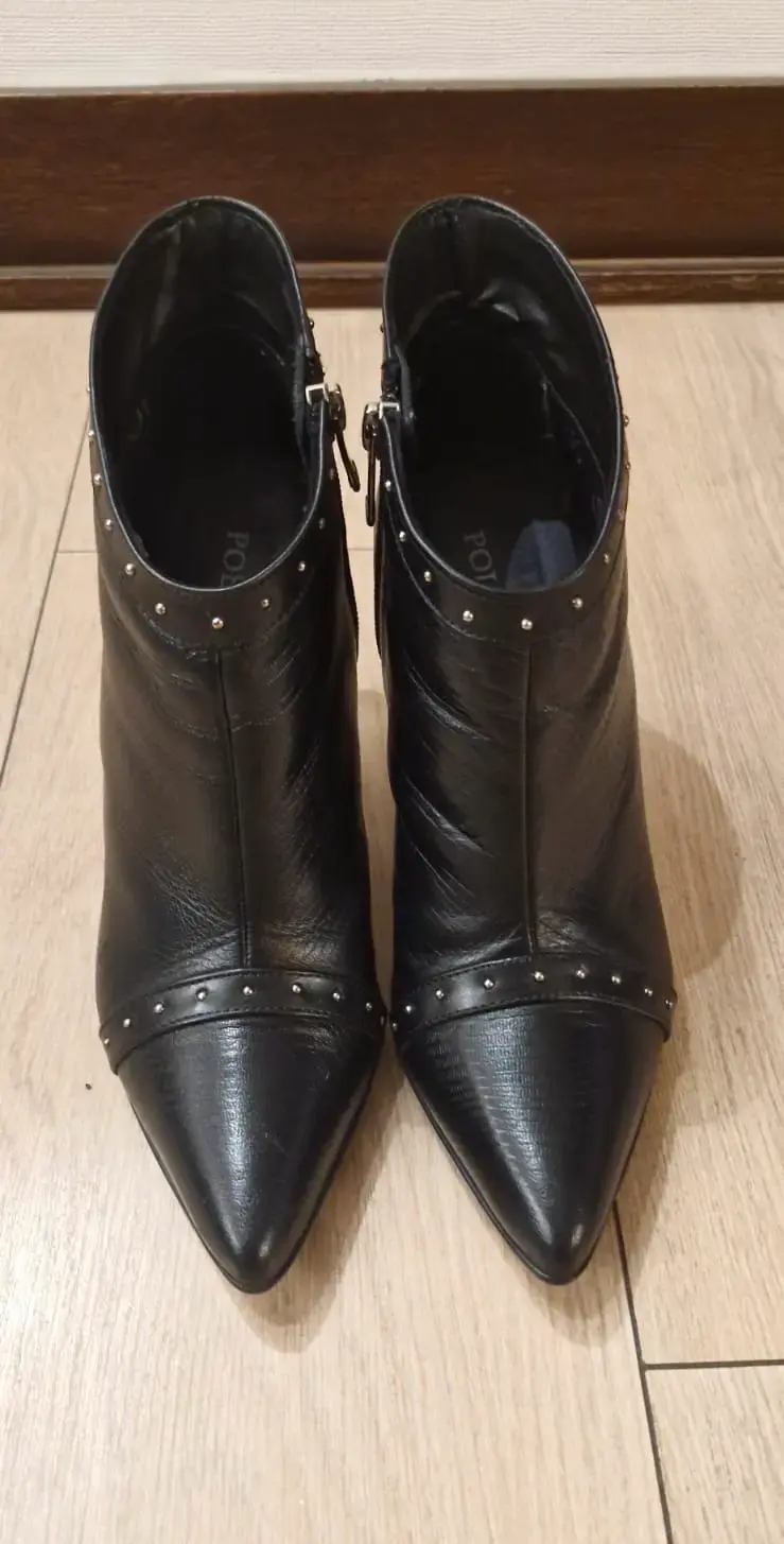 Botines de cuero negro con tachas - 4