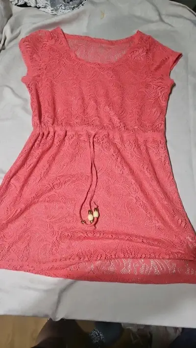 Salida de mar encaje coral con cordón ajustable - miniatura 1