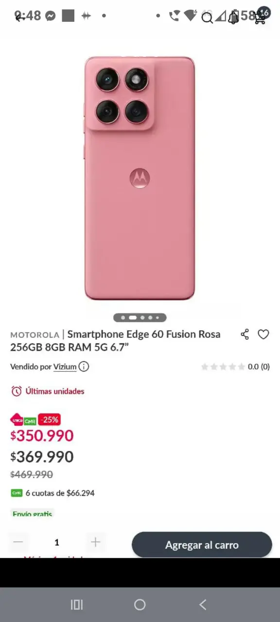 Smartphone Motorola rosa con triple cámara - 3