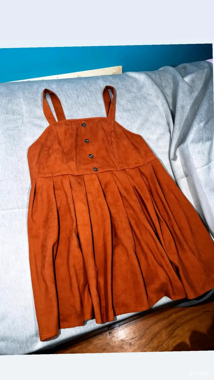 Vestido de tirantes marrón con botones - 2