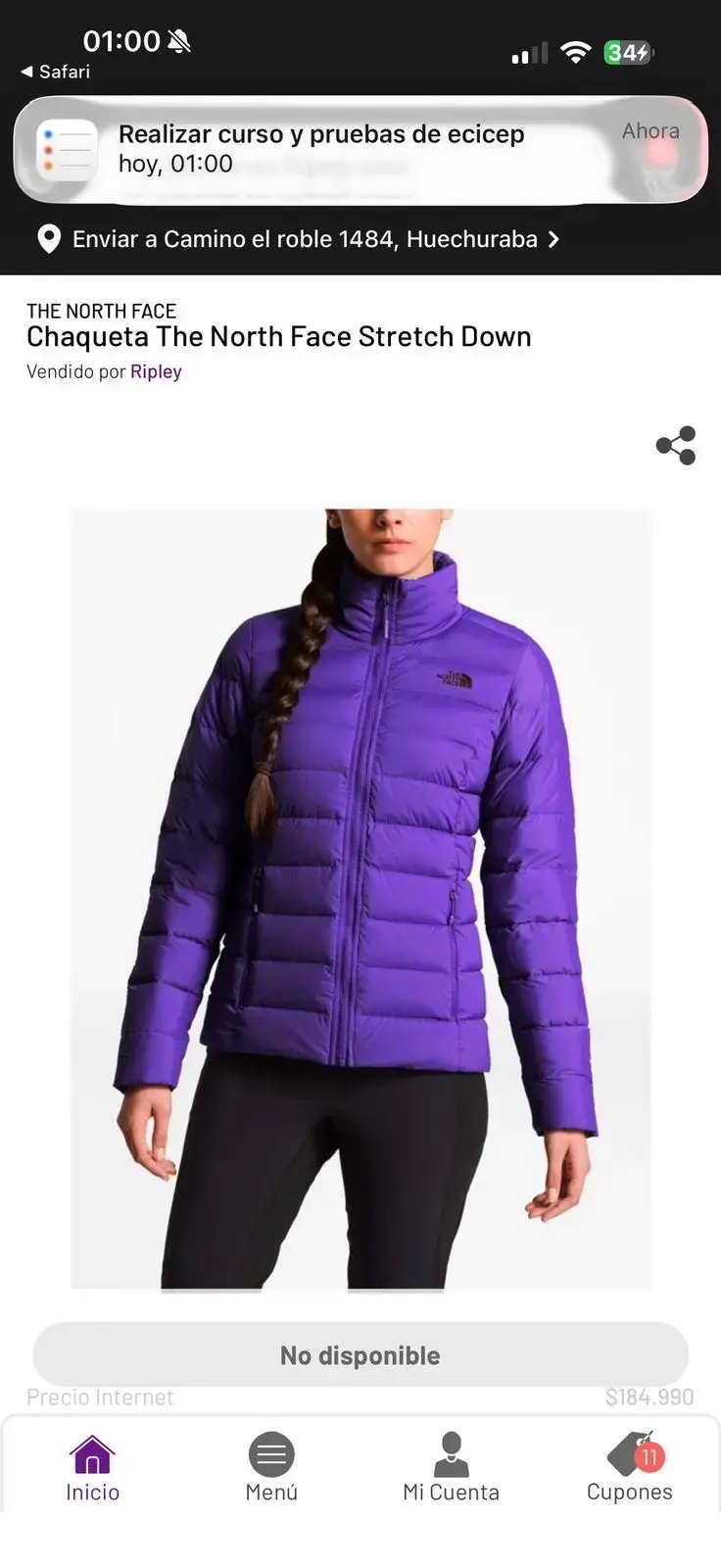 Chaqueta acolchada morada The North Face - 5