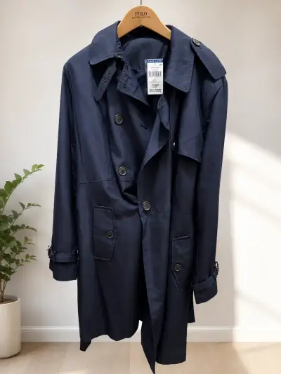 Abrigo trench azul marino para mujer - miniatura 3
