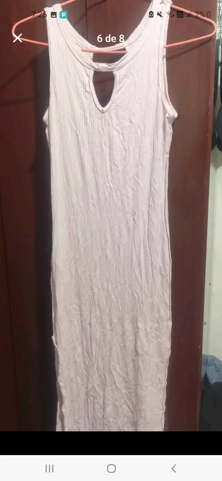 Vestido largo sin mangas color rosa