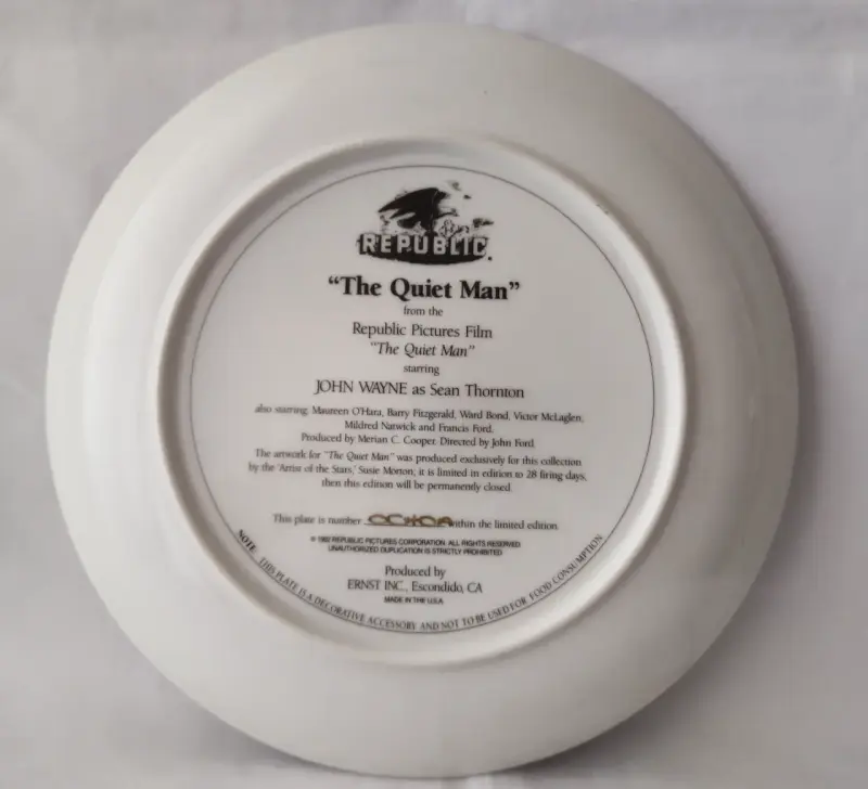 Plato Conmemorativo de Jhon Wayne " The Quiet Man" - 2