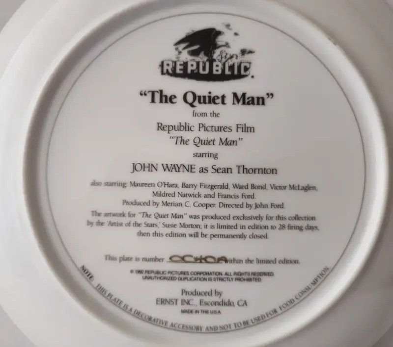 Plato Conmemorativo de Jhon Wayne " The Quiet Man" - 4
