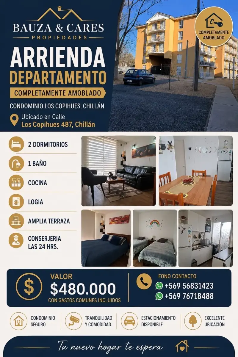 Departamento amoblado en arriendo en Chillán - 1