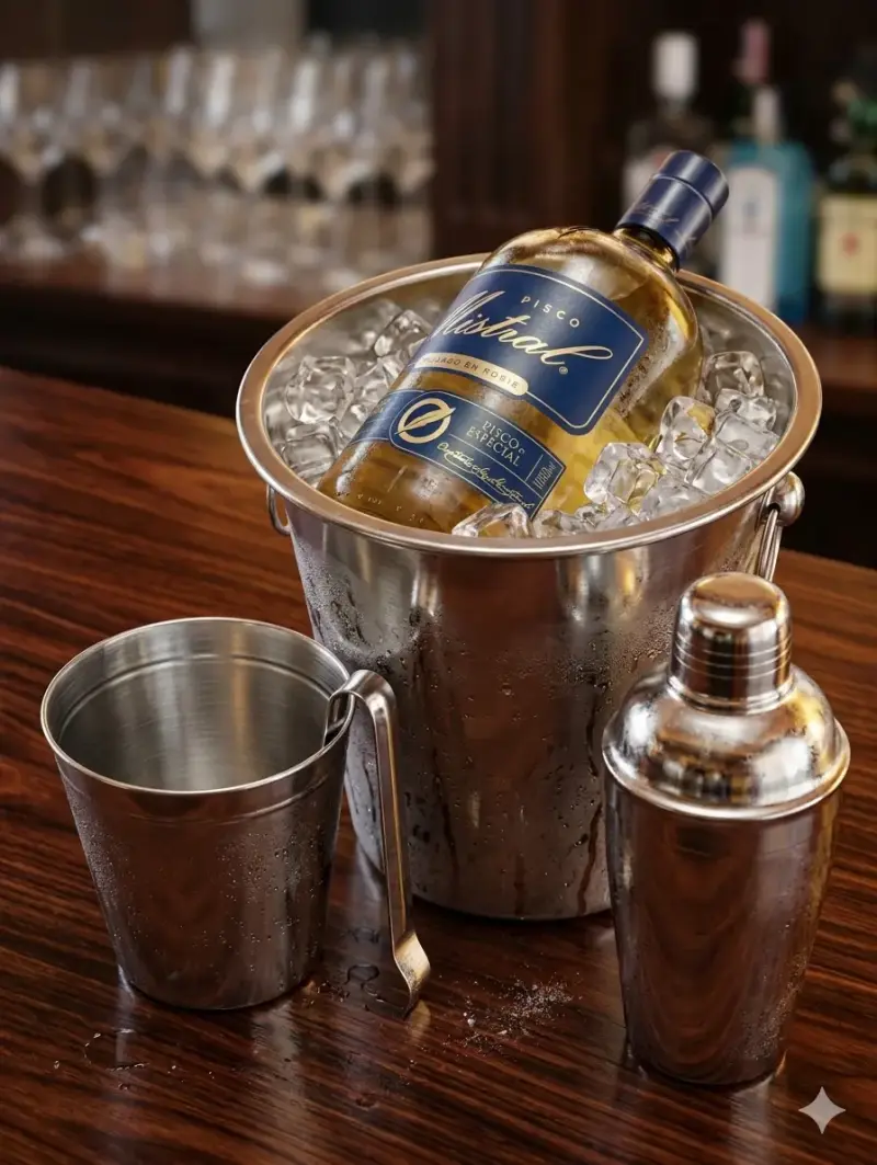 Set de bar con pisco Mistral y accesorios